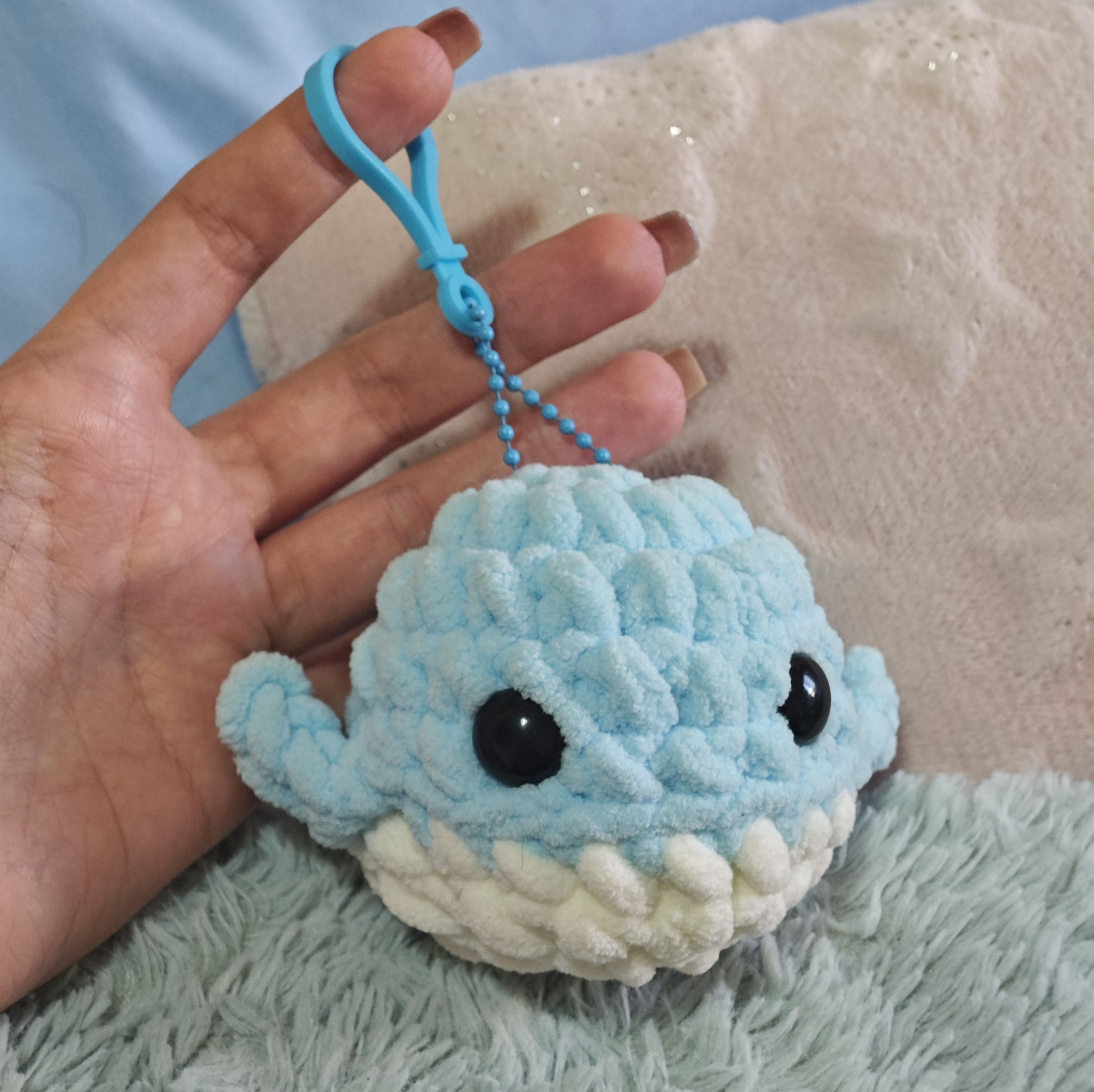 Light Blue Baby Whale Crochet Keychain
